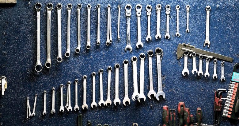 tools hanging on a wall